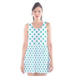 Polka Dots - Cyan on White Scoop Neck Skater Dress