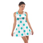Polka Dots - Cyan on White Cotton Racerback Dress