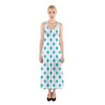 Polka Dots - Cyan on White Full Print Maxi Dress