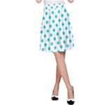 Polka Dots - Cyan on White A-Line Skirt