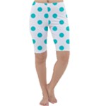 Polka Dots - Cyan on White Cropped Leggings