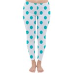 Polka Dots - Cyan on White Winter Leggings