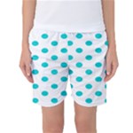 Polka Dots - Cyan on White Women s Basketball Shorts