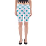 Polka Dots - Cyan on White Yoga Cropped Leggings
