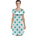 Polka Dots - Cyan on White Cap Sleeve Nightdress