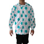 Polka Dots - Cyan on White Hooded Wind Breaker (Kids)