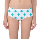 Polka Dots - Cyan on White Mid-Waist Bikini Bottoms