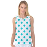 Polka Dots - Cyan on White Women s Basketball Tank Top