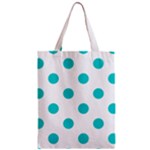 Polka Dots - Cyan on White Zipper Classic Tote Bag