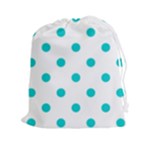 Polka Dots - Cyan on White Drawstring Pouch (XXl)