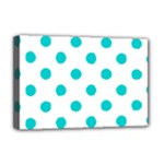 Polka Dots - Cyan on White Deluxe Canvas 18  x 12  (Stretched)