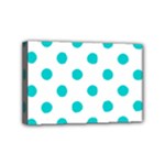 Polka Dots - Cyan on White Mini Canvas 6  x 4  (Stretched)