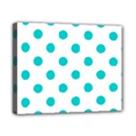 Polka Dots - Cyan on White Canvas 10  x 8  (Stretched)