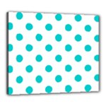 Polka Dots - Cyan on White Canvas 24  x 20  (Stretched)