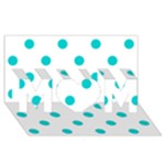 Polka Dots - Cyan on White MOM 3D Greeting Card (8x4)