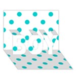 Polka Dots - Cyan on White BOY 3D Greeting Card (7x5)