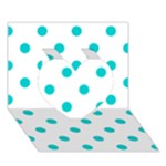 Polka Dots - Cyan on White Heart 3D Greeting Card (7x5)