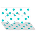Polka Dots - Cyan on White Twin Hearts 3D Greeting Card (8x4)