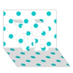 Polka Dots - Cyan on White LOVE 3D Greeting Card (7x5)