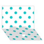 Polka Dots - Cyan on White Heart Bottom 3D Greeting Card (7x5)
