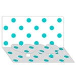 Polka Dots - Cyan on White Twin Heart Bottom 3D Greeting Card (8x4)