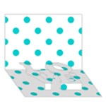 Polka Dots - Cyan on White LOVE Bottom 3D Greeting Card (7x5)