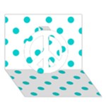 Polka Dots - Cyan on White Peace Sign 3D Greeting Card (7x5)