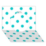 Polka Dots - Cyan on White Circle 3D Greeting Card (7x5)