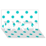 Polka Dots - Cyan on White PARTY 3D Greeting Card (8x4)
