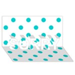 Polka Dots - Cyan on White SORRY 3D Greeting Card (8x4)