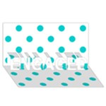 Polka Dots - Cyan on White ENGAGED 3D Greeting Card (8x4)