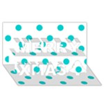 Polka Dots - Cyan on White Merry Xmas 3D Greeting Card (8x4)