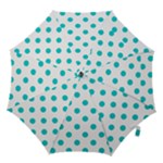 Polka Dots - Cyan on White Hook Handle Umbrella (Medium)
