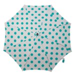 Polka Dots - Cyan on White Hook Handle Umbrella (Small)