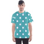 Polka Dots - White on Verdigris Men s Sport Mesh Tee