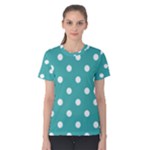 Polka Dots - White on Verdigris Women s Cotton Tee