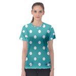 Polka Dots - White on Verdigris Women s Sport Mesh Tee