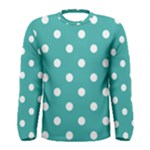 Polka Dots - White on Verdigris Men s Long Sleeve T-shirt