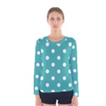 Polka Dots - White on Verdigris Women s Long Sleeve T-shirt