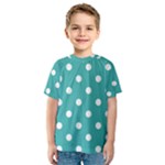 Polka Dots - White on Verdigris Kid s Sport Mesh Tee