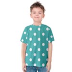 Polka Dots - White on Verdigris Kid s Cotton Tee