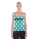 Polka Dots - White on Verdigris Spaghetti Strap Top
