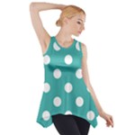 Polka Dots - White on Verdigris Side Drop Tank Tunic