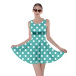 Polka Dots - White on Verdigris Skater Dress
