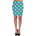 Polka Dots - White on Verdigris Bodycon Skirt
