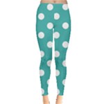 Polka Dots - White on Verdigris Women s Leggings