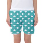 Polka Dots - White on Verdigris Women s Basketball Shorts
