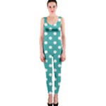 Polka Dots - White on Verdigris OnePiece Catsuit