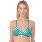 Polka Dots - White on Verdigris Reversible Tri Bikini Top