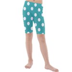 Polka Dots - White on Verdigris Kid s Mid Length Swim Shorts